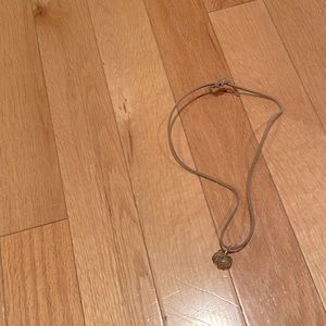 Rope necklace pink stone trimmed silver